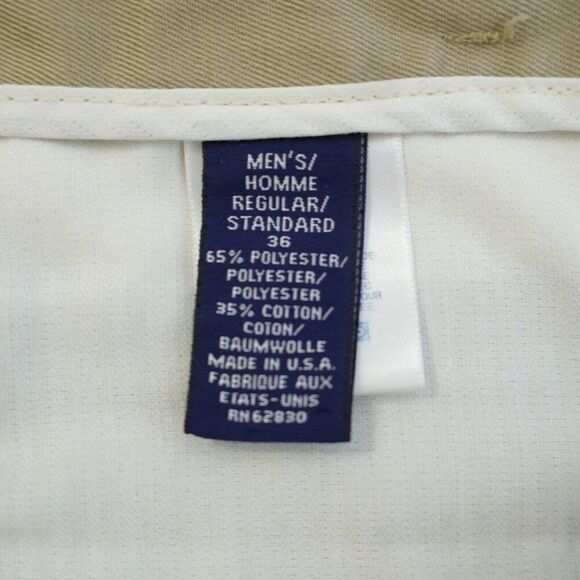 Land's End Tan Pleated Cuffed Mid Rise Tan Polyester Blend Chino Pants 36/28 - Picture 7 of 8